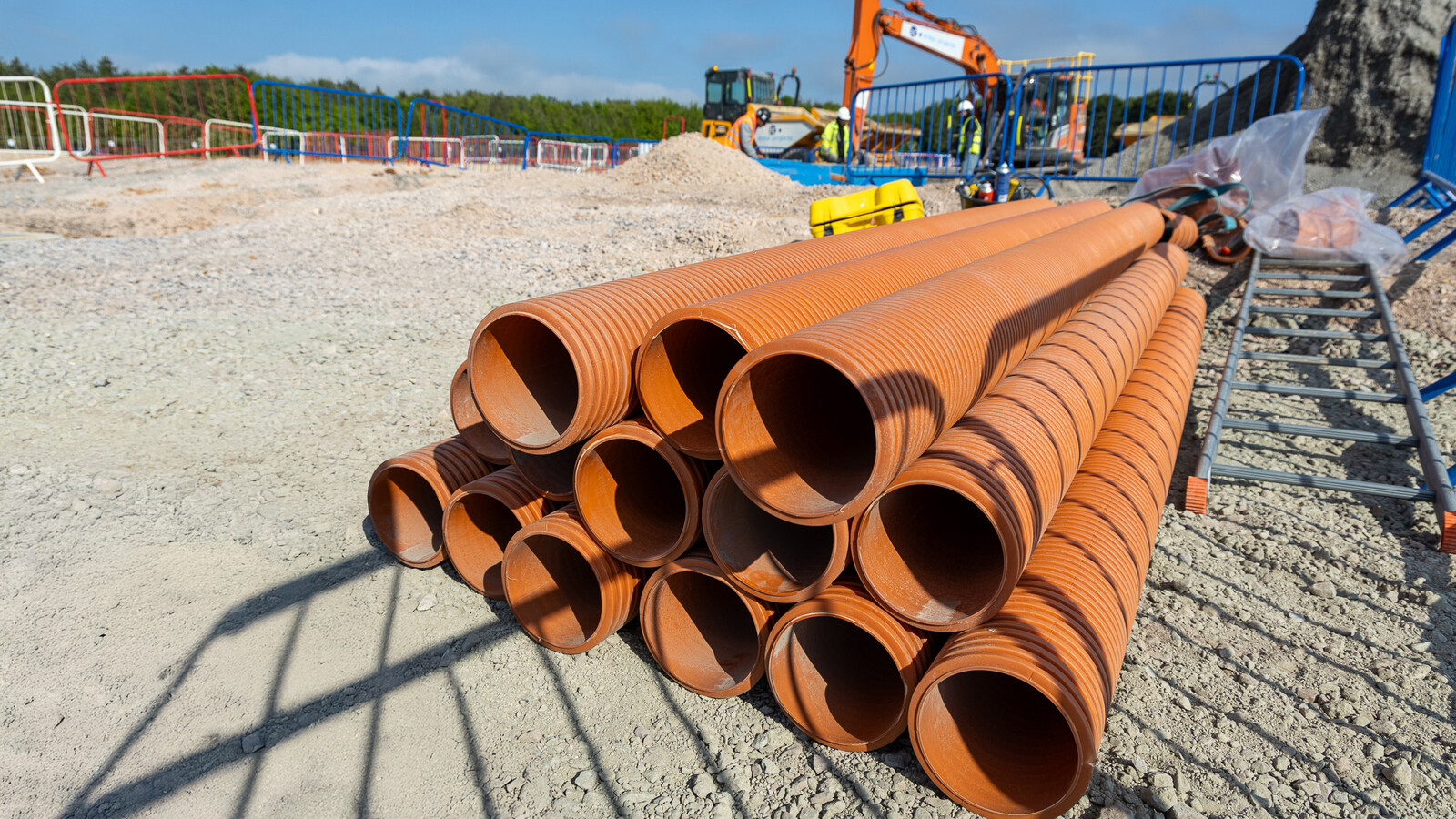 MetroSewer pipes on site at Entex Projects site