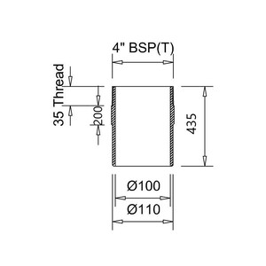 Frost spigot adaptor BSP4 to 100mm ID, 110mm OD BS416/2, extends 400mm