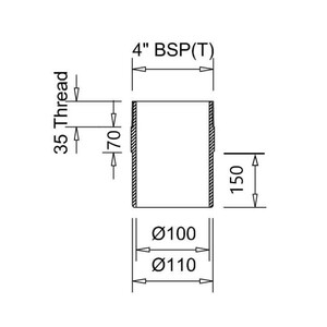 Frost PVC spigot adaptor BSP4 to 110mm plastic, extends 220mm