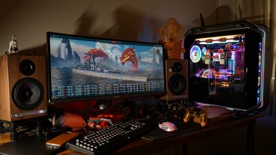 gaming pc computer setup for playing simulators 