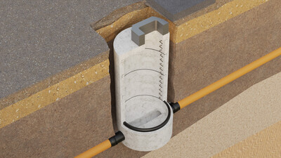 MuckStopper 600M Roads and Sewers Manhole Cross-Section CGI Technical Drawing Render Step 1