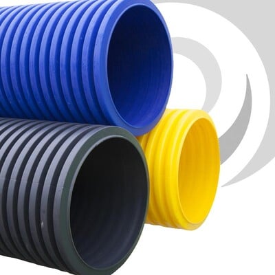 150mm ID Twinwall Electrical Duct x6m; Black inc Coupler