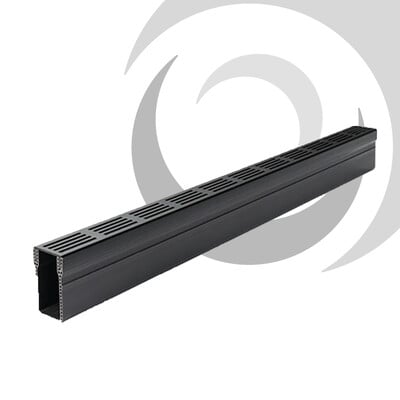 Aco Threshold Channel 1m x 61mm w x 100mm d; Black Aluminium Heelguard Grating