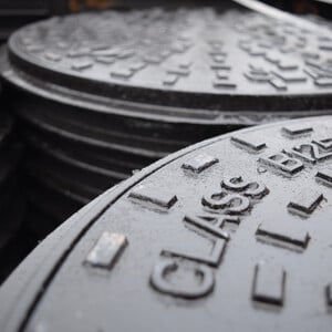 Stack of manhole cover lids for drainage inspection chambers