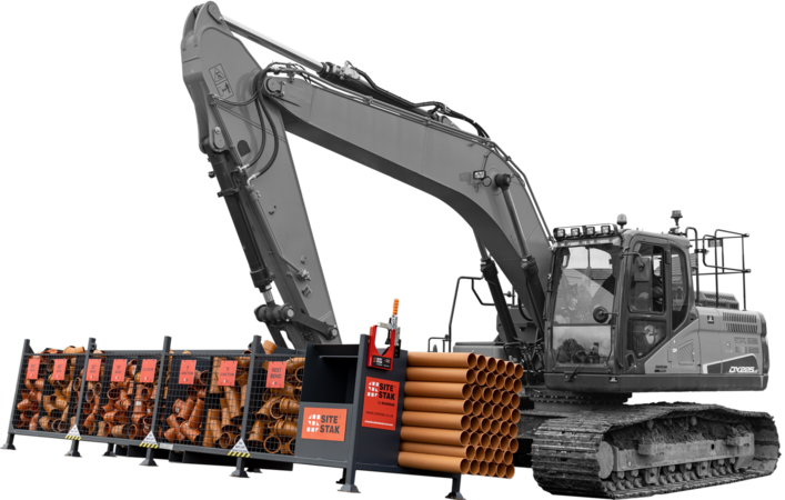 SiteStak Workstation L4 transported with Excavator Grey cut-out