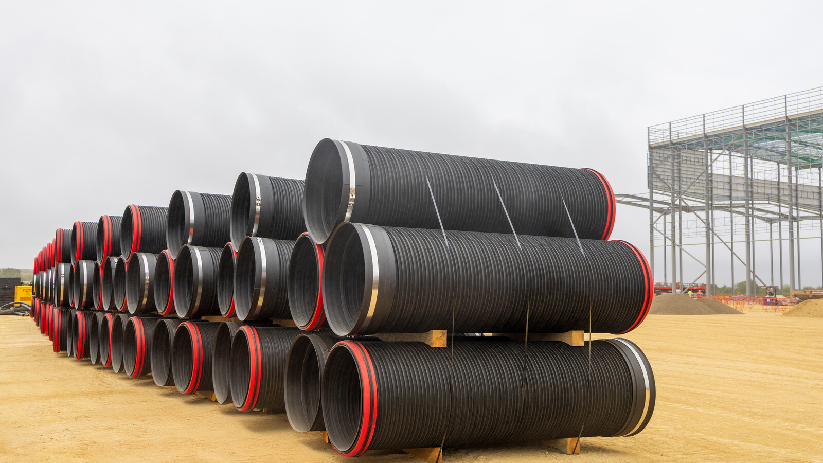 Aquaspira large CSR pipes at Doncaster warehouse project for TJ Morris