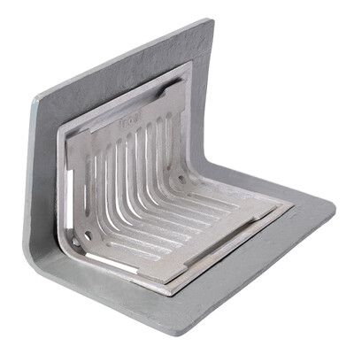 Frost Parapet assembly, 90 deg grate, small sump body cast iron 2-way outlet 100mm DIA