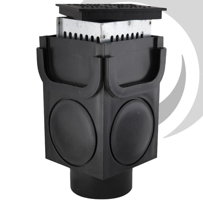 P/propylene LibertyDrain Channel Sump/Corner Unit c/w Galvanised Debris Trap