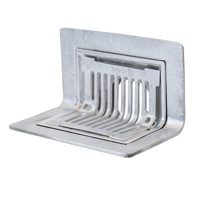 Frost Aluminium Parapet assembly, 90 deg grate, small sump body 2-way outlet 4" BSP